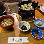 Miyakowasure Nanaowan Rizo Tonotoomakidai - もずく酢、地元名物中島菜うどん