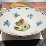 きう - ◆ホタルイカ・ホワイトアスパラガス・吉田牧場のハード系チーズ・月光百合根　あけがらし乗せ