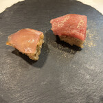 弘寿司 - 金目鯛（煎りぬか）マグロ赤身（味噌）