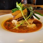 レ ファーブル ボンジュール - ニベのポワレ海老と魚介のスープ仕立て