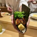 銀座 しのはら - 鰻 玉子真丈 花山椒の手巻き