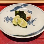 銀座 しのはら - 虎河豚の白子の磯辺焼き