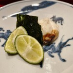 銀座 しのはら - 虎河豚の白子の磯辺焼き