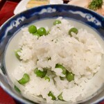 銀座 しのはら - うすい豆のご飯 鯛の胡麻和え 香の物