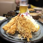 とんかつ 伊達かつ - ◆私は「牡蠣フライ・海老フライ御膳（1,518円）」を。海老フライも牡蠣フライも大きいワ。