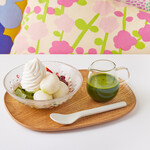 Homemade shiratama soft-Soft serve ice cream anmitsu