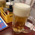 hiroshimagyouzapurodhu-subaigyouzayaryuu - 乾杯ビール。ちょっと泡が多い。