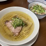 千茶屋 - ランチセット、塩らーめん