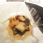 海の幸（鮑、真蛸、白バイ貝）フレッシュモリーユ風味