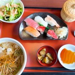和風レストランまるまつ - すしミニそばランチ