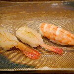 にぎり鮨 一五〇 - 海老三昧（車海老・甘海老・牡丹海老）