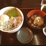 Uogashi Shokudou Hamakura - 昨日のB定食 - 釜揚げシラス丼と冷やしおろし蕎麦