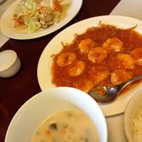 創作中華 一之船入 - エビチリとスープ