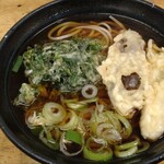 ふじ - 細うどんで春菊となす