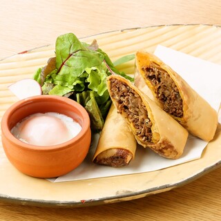 The crunchy texture is irresistible! Try our famous "Sukiyaki Spring Rolls"