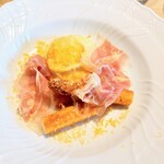 La Brianza - 佐賀県白アスパラスフォルマートフランス産生ハムミモレットチーズ。春といえばやっぱり白アスパラガスフリットに生ハムがこちらではわたし的に定番ですね☆(^^) もちろん美味しかったし、春なんだな〜って思い