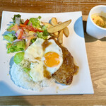 カフェ・ド・ローズ - ロコモコプレート1200円