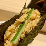 麻布十番 鮨とも - あん肝手巻き