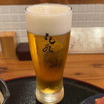 元祖 宇和島鯛めし 丸水 - 生ビール 550円。