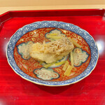 銀座 きた川 - 甘鯛松笠揚げ  甘鯛の骨出汁　黄ニラ