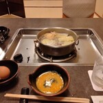 黒豚料理 あぢもり - 黒豚しゃぶしゃぶに焼酎のロックを合わせても良い良い。