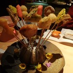 金蘭荘 花山 - アラカルト：花束をおあげします！・・・地鶏・和牛・海老・烏賊・帆立・アスパラ・椎茸・南瓜・・・