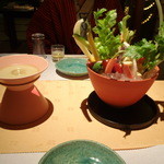 金蘭荘 花山 - 前菜：鈴木農園めずらし地野菜バーニャカウダ