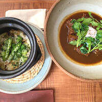 Bistro yen - 豚肉のビール煮とアスパラごはん
