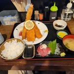 長咲や - ミックスフライ定食1.300円