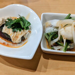 Keitoku - 前菜(湯葉ピータン、クラゲ)