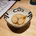 立呑み おちょこ - 半熟うずら卵