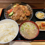 とんかつ和食 豚花百万石 - ロースニンニク焼1250円税込＋ご飯味噌汁400円税込