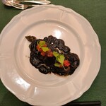 BISTRO NAOMI - 2皿目のオードブル　　新じゃがいものニョッキ　グリーンアスパラガス　イカ墨のソース