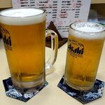 Magokoro Tei - 「生ビール（大）」（900円）と「生ビール（中）」（600円）