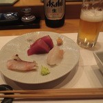 刺身（マグロ、ヒラメ、あとなんだっけ？）