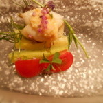 北新地 弧柳 - 徳島産あわびの毛ガニ黄身酢かけ　毛馬胡瓜　おかひじきを添えて