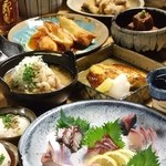 旬の鮮魚と魂の煮込み 照 - 大将の気まぐれコース。お刺身入りでいろいろ食べたい方に・・・