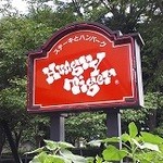 ハングリータイガー - 緑の中の真っ赤な看板。