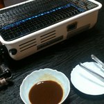 極肉　かわの - ガスでの網焼です。