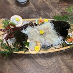 ニューうず潮 - 料理写真:晩飯、ヒラメ、イセエビの刺身