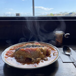 天気輪の柱 - 燻らす湯気が食欲をそそる。