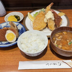 紅亭 - おまかせ定食　ミックスフライ　おでんがわりと良い