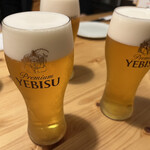 赤池で最高の食材と自然派ワイン・純米酒を楽しむお店 陽なたぼっこ - 生ビール　エビス