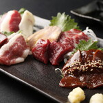 Specially selected horse sashimi & half raw liver sashimi