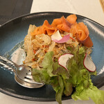 Patara Fine Thai Cuisine - Pomelo salad with smoked salmon in lime-chilli vinaigrette dressing