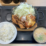 Katsuya - 鶏だんごとチキンカツの合い盛り定食 ¥869