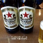 たつや - サッポロラガービール〈赤星〉大瓶（650円）