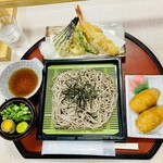 神通温泉 - 天ざる定食(いなり寿司付)