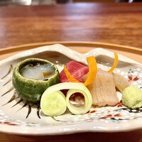 旬彩天 つちや - 愛媛のれそれ、インドマグロ、明石 白ミル貝