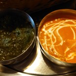 Anamoru Dainingu Ando Ba - ほうれん草のマトンカレーとバターチキンカレー